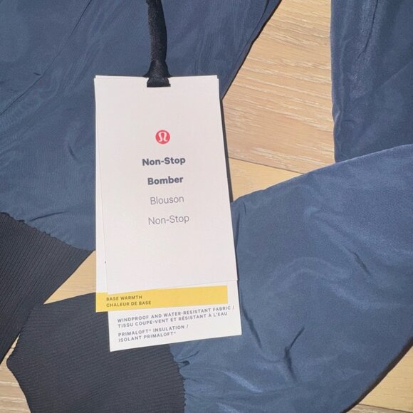 ❤️ Lululemon Non-Stop Bomber *Reversible Jacket Iron Blue / Black Size 4 NWT - Picture 5 of 7